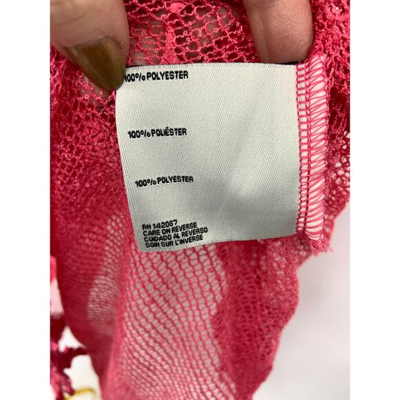Simply Noelle Pink Mesh and Lace Swim Cover Up Size L/XL - Picture 4 of 7